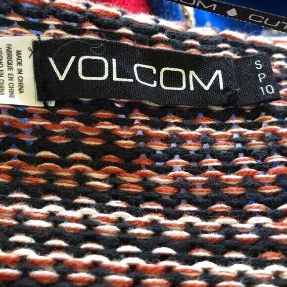 Volcom waterfall rust black striped Open Front cardigan Women’s Size S Small - Picture 5 of 5